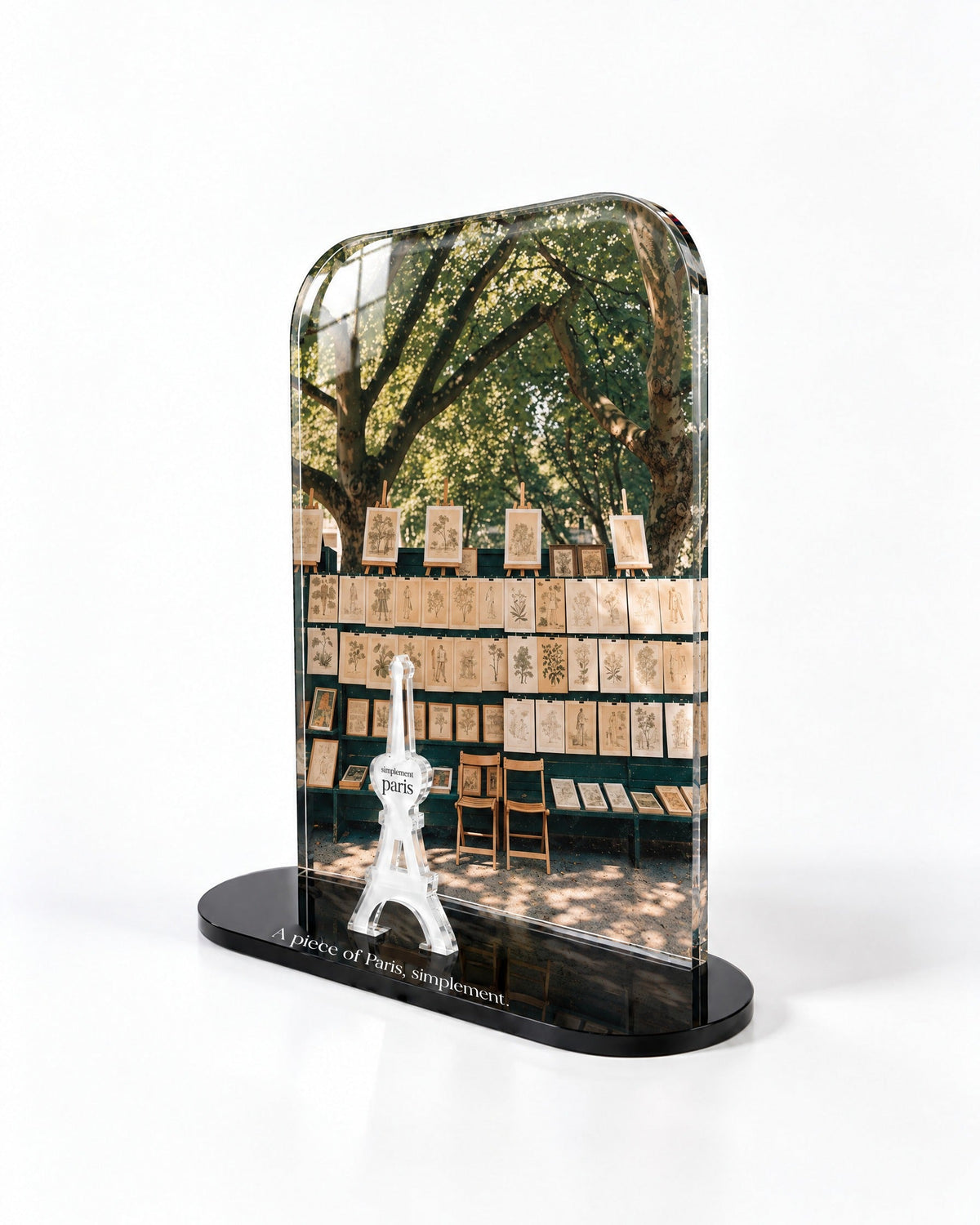 Side view of The Print Sellers acrylic decor with polished edges and reflections